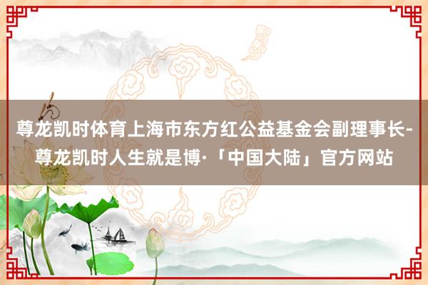 尊龙凯时体育上海市东方红公益基金会副理事长-尊龙凯时人生就是博·「中国大陆」官方网站