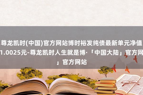 尊龙凯时(中国)官方网站博时裕发纯债最新单元净值为1.0025元-尊龙凯时人生就是博·「中国大陆」官方网站