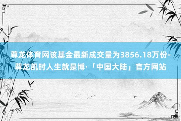 尊龙体育网该基金最新成交量为3856.18万份-尊龙凯时人生就是博·「中国大陆」官方网站