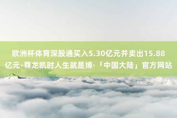 欧洲杯体育深股通买入5.30亿元并卖出15.88亿元-尊龙凯时人生就是博·「中国大陆」官方网站