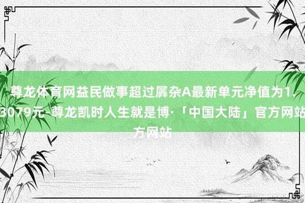 尊龙体育网益民做事超过羼杂A最新单元净值为1.3079元-尊龙凯时人生就是博·「中国大陆」官方网站