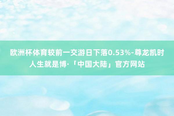 欧洲杯体育较前一交游日下落0.53%-尊龙凯时人生就是博·「中国大陆」官方网站