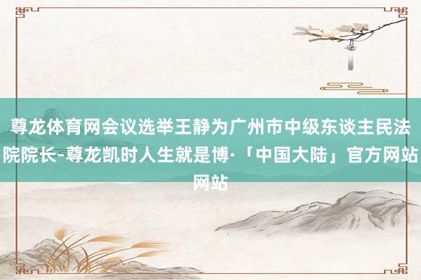 尊龙体育网会议选举王静为广州市中级东谈主民法院院长-尊龙凯时人生就是博·「中国大陆」官方网站