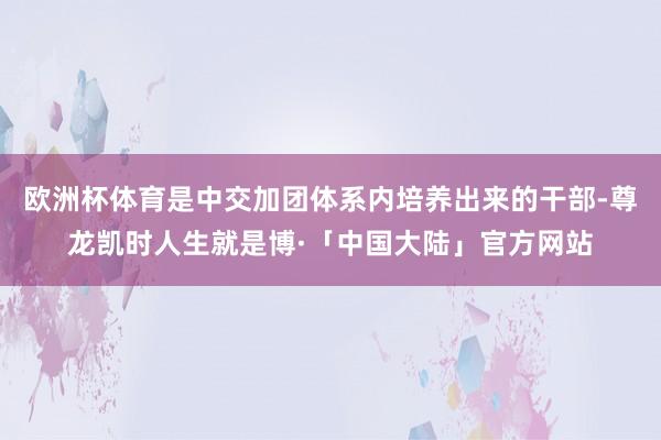 欧洲杯体育是中交加团体系内培养出来的干部-尊龙凯时人生就是博·「中国大陆」官方网站